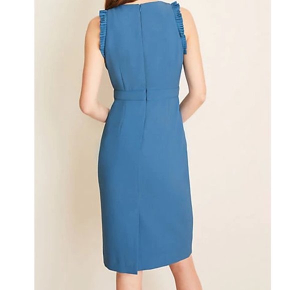 ANN TAYLOR NWT Blue Doubleweave Sheath Dress 6P - Picture 3 of 9